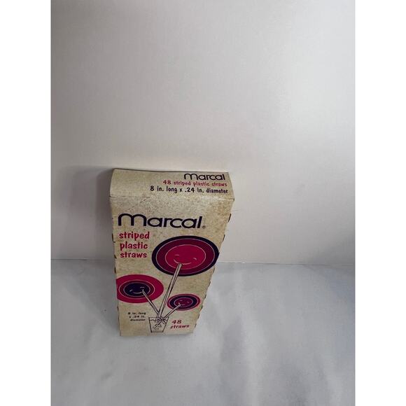 Vintage Marcal 1977 Striped Plastic Straws 48 Count NIP - Picture 3 of 7